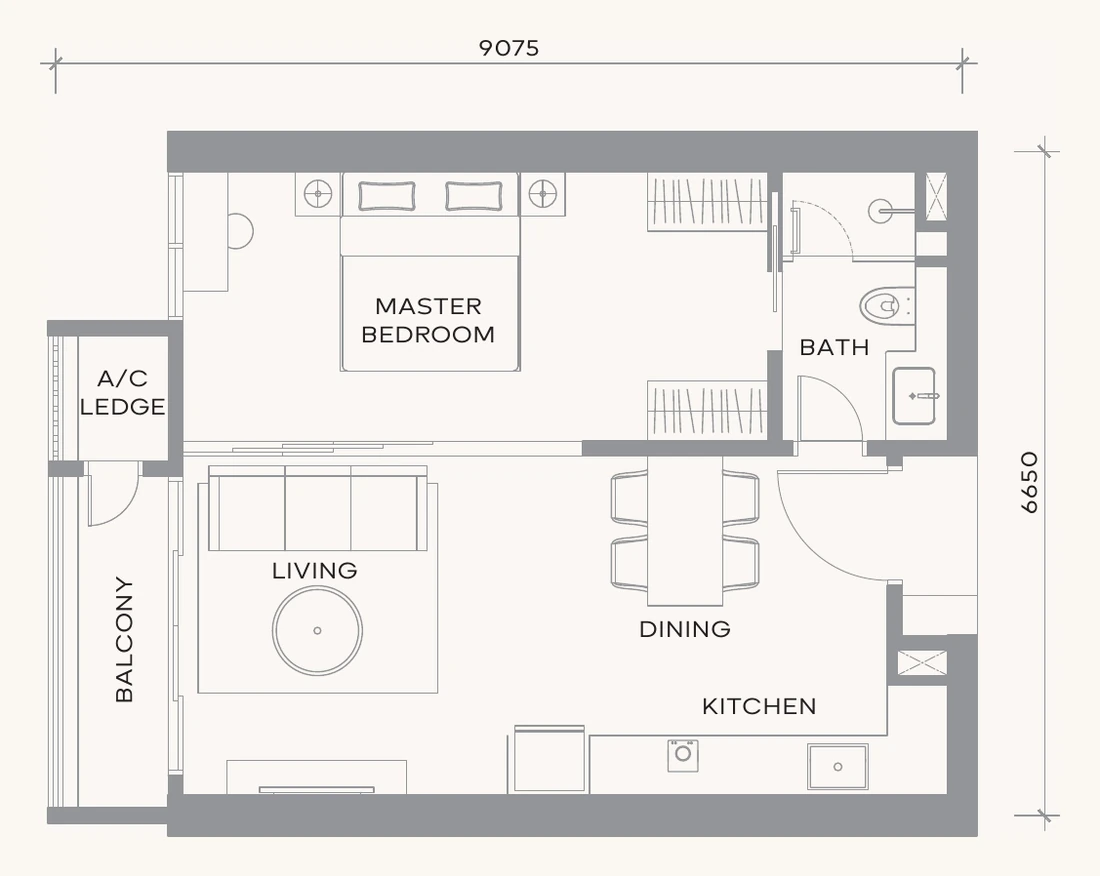 Khaya Residences Type B 戶型圖・630 呎
